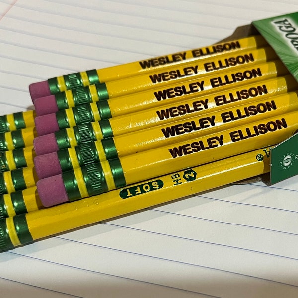 Personalized Dixon Ticonderoga #2 Pencils - Dozen with Engraved Custom Name