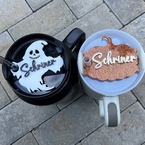 HALLOWEEN Tumbler Name Plate for 20oz, 30oz, or 40oz Stanley Quencher 40oz | Personalized Nameplate | Glitter Name Plate Custom | Cup Topper