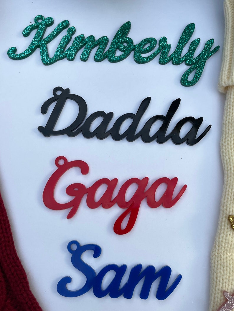 Custom Acrylic Name Tags Acrylic Stocking Tag Personalized Etsy