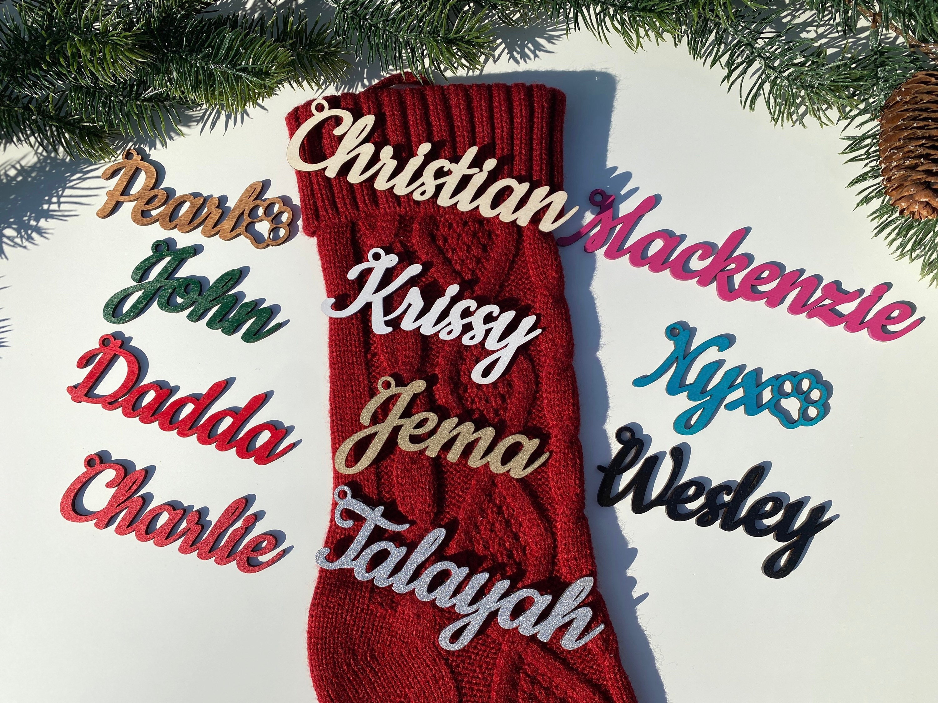 Christmas Stocking Name Tags, Christmas Stocking Name Tags Cutout