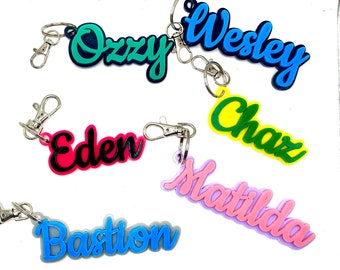 Personalized Acrylic Name Keychain: Double Layer Backpack Tag
