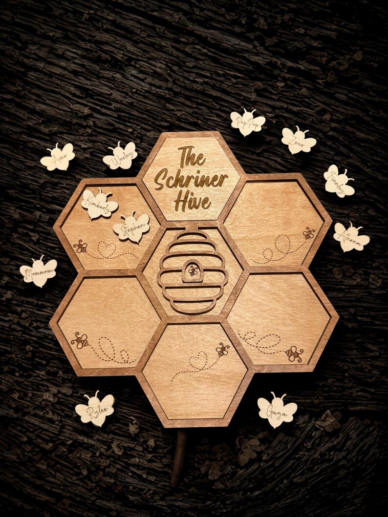 Personalized Wooden Bee Family Sign: Custom "our Hive" Wall Decor - Etsy