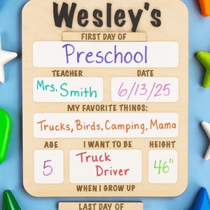 First & Last Day Of School Sign | Back to School Photo Prop | Personalized and Reusable | Custom Preschool Kindergarten Sign