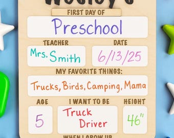First & Last Day Of School Sign | Back to School Photo Prop | Personalized and Reusable | Custom Preschool Kindergarten Sign