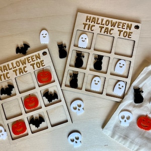 Wooden Halloween Tic Tac Toe Board | Boo Basket | Halloween Game | Halloween Decor