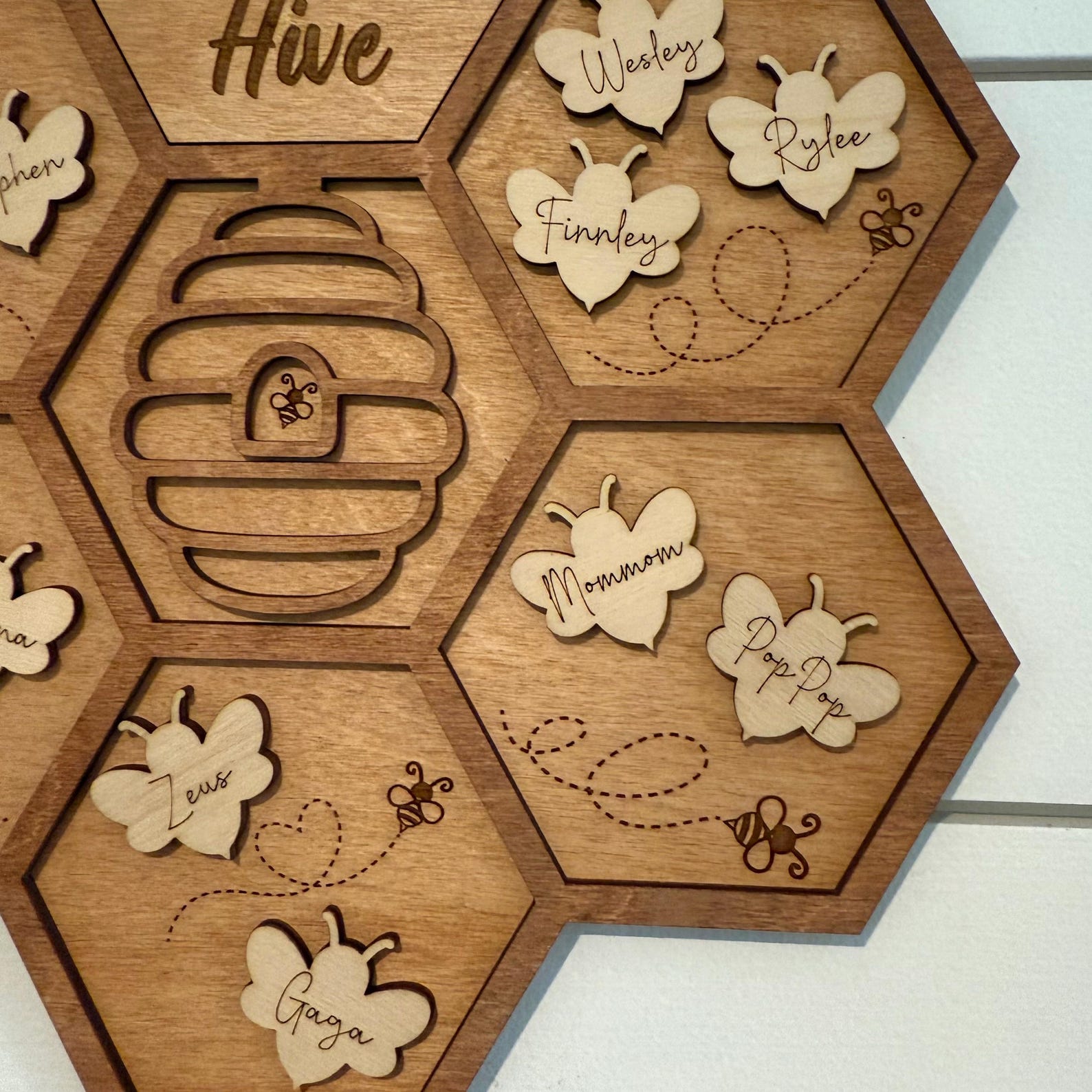 Personalized Wooden Bee Family Sign: Custom "our Hive" Wall Decor - Etsy