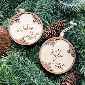 Personalized Name Christmas Ornament | Kid&#39;s Yearly Ornament | Personalized Wooden Ornament | Custom Wood Ornament | Name Ornament