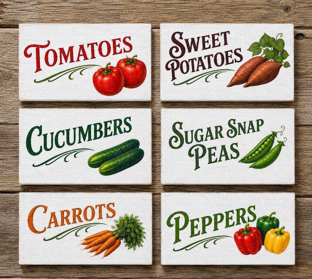Rustic Garden Vegetable Signs | Farmhouse Garden Markers | UV Printed ...