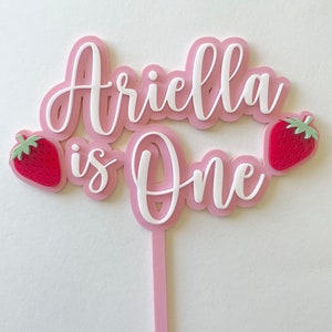 Strawberry cake topper | Birthday | acrylic cake topper | personalised
