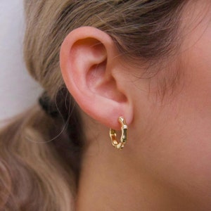 Bamboo Hoop Earrings, Small gold Hoops, Gold Filled Hoops, 18k Gold Filled Hoop Earrings, Gift for him/her