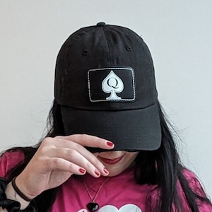 QoS Faux Leather Patch Adjustable Hat for Queen of Spades with Color Options from SpadesCastle BBC Only Hotwife Lifestyle