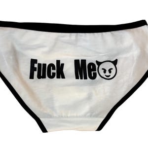 Fuck Me Bikini Panty with Devil Emoji Printed on the back