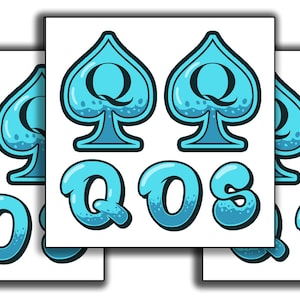 Blue Queen of Spades Temporary Tattoo Set for QoS - 3 Sheets - 9 Piece SpadesCastle Cuck