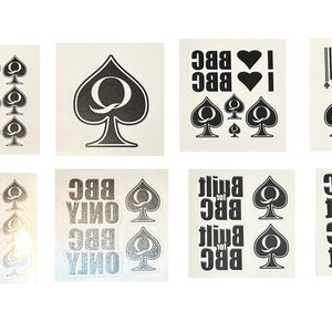 8 Sheets of QoS Related Temporary Tattoo Set with Queen of Spaces BBC Only And More