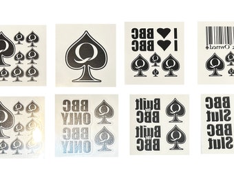 8 Sheets of QoS Related Temporary Tattoo Set with Queen of Spaces BBC Only And More