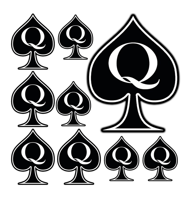 9pc Temporary Tattoo Queen of Spades BBC QOS SpadesCastle Cuck Etsy