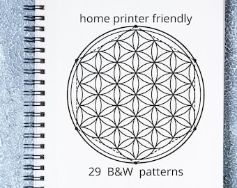 Printable Crystal Grids B&W (29!) /  Sacred Geometry Patterns / PDF file/ home printer