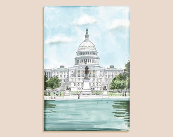 Ímã de geladeira Washington DC, lembrança do Capitólio dos EUA, lembrança de viagem icônica de DC, ímã de geladeira exclusivo, decoração magnética durável