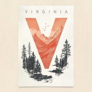 Cartolina della Virginia, V per Virginia: Foreste e cime, regalo e souvenir dello Stato della Virginia, biglietto di auguri 4x6