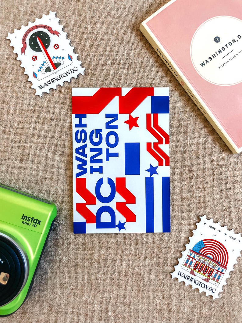 Modern Washington DC Postcard, W-Star Logo Design, Bold Patriotic Souvenir, Stylish Washington DC Collectible, Minimalist USA Travel Gift