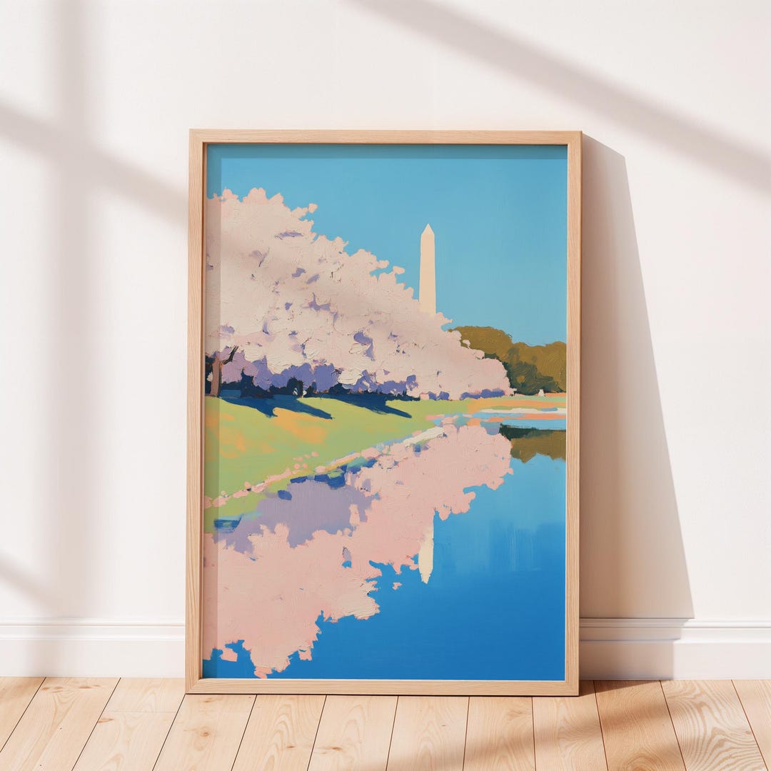 Washington DC Cherry Blossom Print: Impressionist Wall Art (digital ...