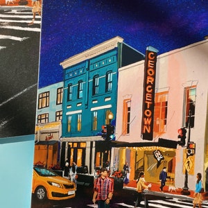 Carte postale de Washington DC, rues de Georgetown, cadeau et souvenir unique de Washington DC, carte de voeux 4 x 6, cadeau de quartier dynamique de DC