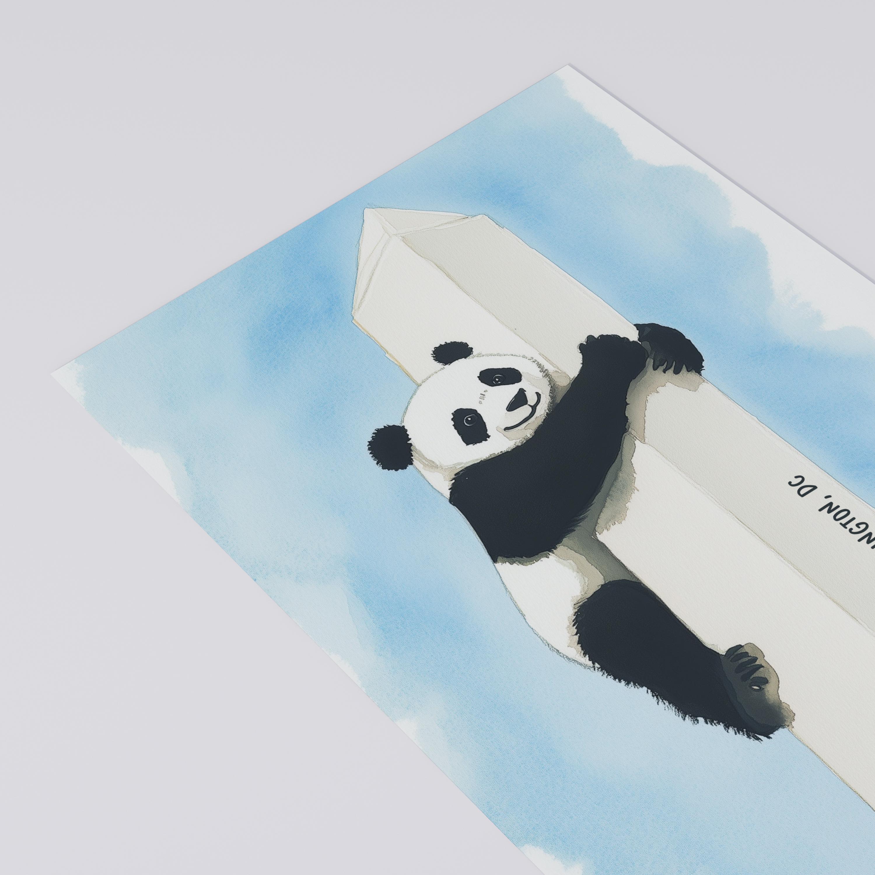 Washington DC Postcard: Panda and Washington Monument, Travel Souvenir, 4x6 Greeting Card