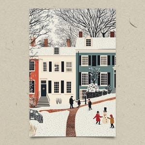 Postal de Alexandria VA / Postal navideña con diversión en la nieve