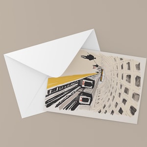 Washington DC Metro Postcard, Lines of the Capital, Watercolor Art, Unique Washington DC Gift and Souvenir, Postcardful 4x6 Greeting Card
