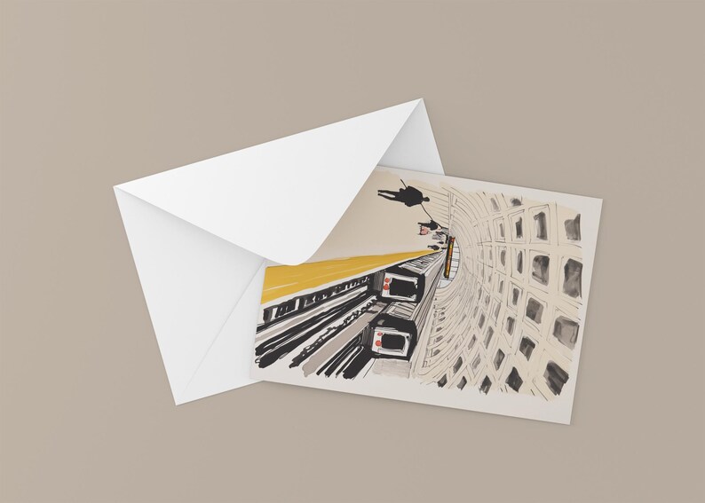 Washington DC Metro Postcard, Lines of the Capital, Watercolor Art, Unique Washington DC Gift and Souvenir, Postcardful 4x6 Greeting Card
