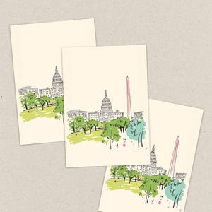 Washington DC Postcard, Sketchbook Summers, Washington DC Art, Unique Washington DC Gift And Souvenir, 4x6 Greeting Card