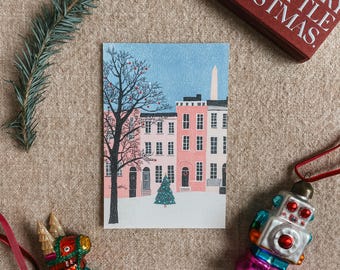 Carte postale des fêtes de Washington DC/Rues festives de DC