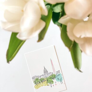 Washington DC Postcard, Sketchbook Summers, Washington DC Art, Unique Washington DC Gift And Souvenir, 4x6 Greeting Card