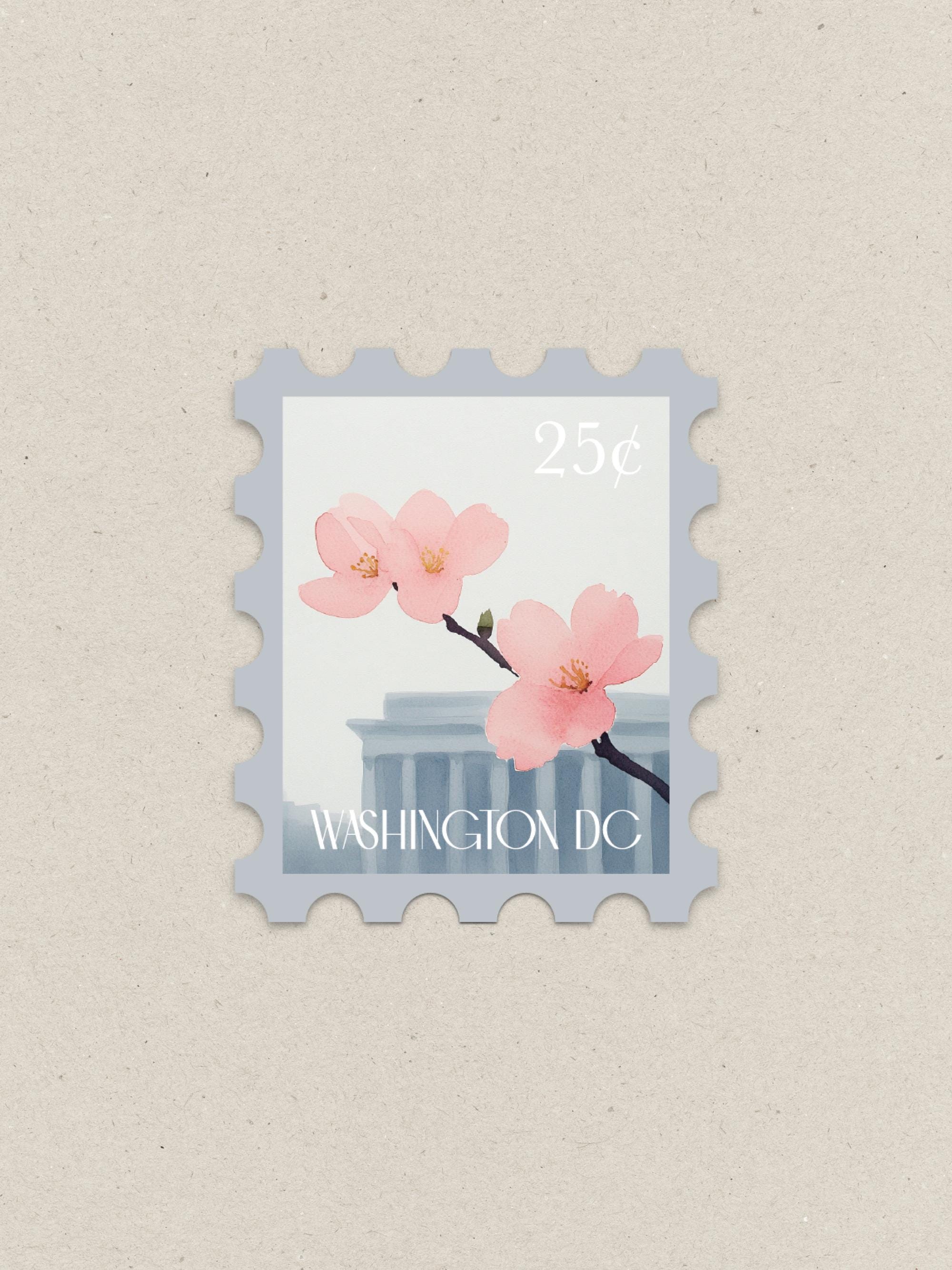 Flower Sticker Dc Washington DC Sticker: Cherry Blossom & Lincoln Memorial, Waterproof ...