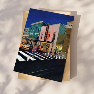 Georgetown Washington DC postcard featuring an iconic neon sign and vibrant street scene, perfect souvenir or gift for postcrossers, DC lovers, and collectors.