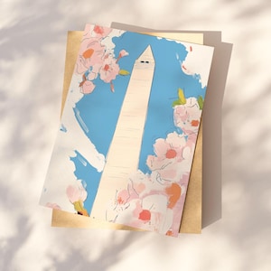 Washington DC Kirschblüte Postkarte, Kirsche an der Spitze (von DC), Kirschblütenkunst, einzigartiges Washington DC Geschenk und Souvenir, 4x6 Postkarte