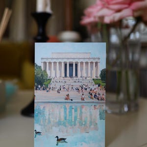 Washington DC Postcard, Reflecting on Lincoln, Lincoln Memorial Art, Unique Washington DC Gift And Souvenir, Modern 4x6 Postcard