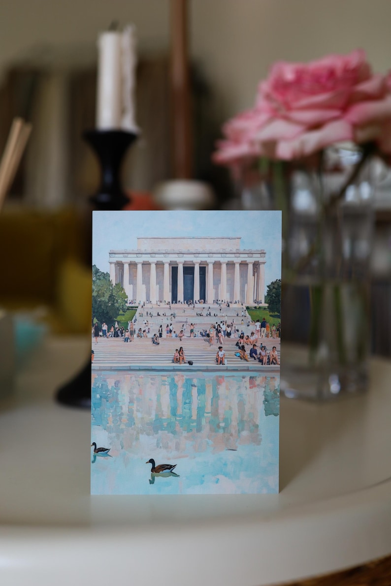 Washington DC Postcard, Reflecting on Lincoln, Lincoln Memorial Art, Unique Washington DC Gift And Souvenir, Modern 4x6 Postcard