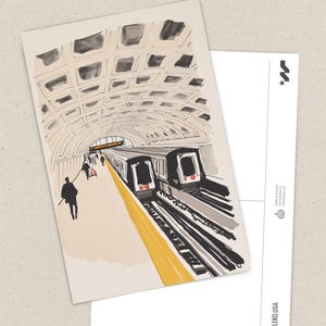 Washington DC Metro Postcard, Lines of the Capital, Watercolor Art, Unique DC Souvenir, Locally Made 4x6 Greeting Card