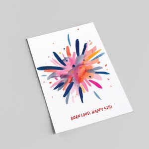 Cartolina del 4 luglio, cartolina "Born Loud" del 4 luglio, biglietto d'auguri per il 4 luglio, cartolina per il giorno dell'Indipendenza, souvenir natalizio degli Stati Uniti