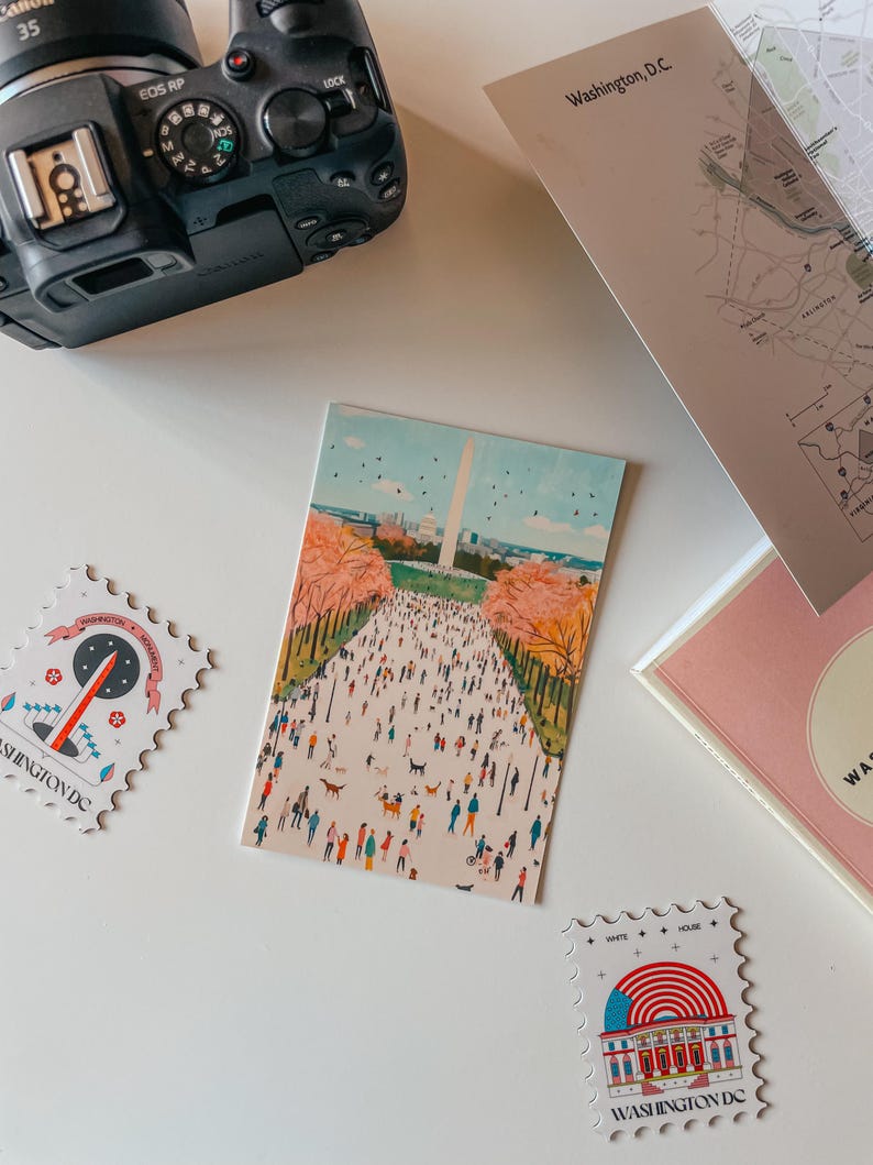 Washington DC Postcard, The National Mall postcard, Washington DC Art, Unique Washington DC Gift And Souvenir, Postcardful present