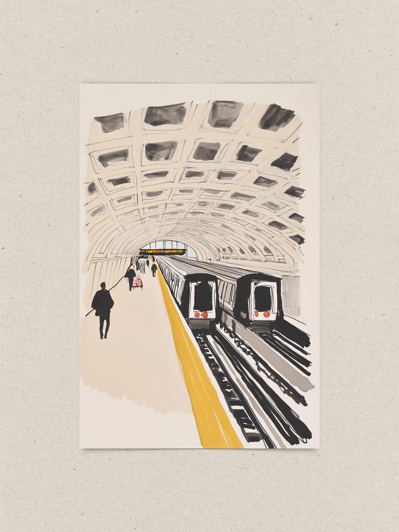 Washington DC Metro Postcard, Lines of the Capital, Watercolor Art, Unique DC Souvenir, Locally Made 4x6 Greeting Card