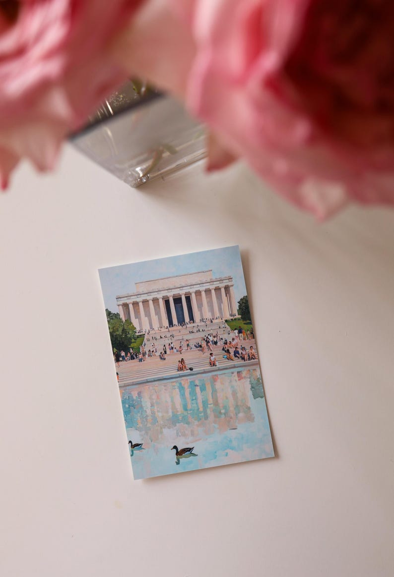 Washington DC Postcard, Reflecting on Lincoln, Lincoln Memorial Art, Unique Washington DC Gift And Souvenir, Modern 4x6 Postcard