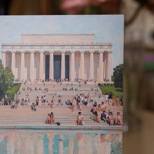 Washington DC Postcard, Reflecting on Lincoln, Lincoln Memorial Art, Unique Washington DC Gift And Souvenir, Modern 4x6 Postcard