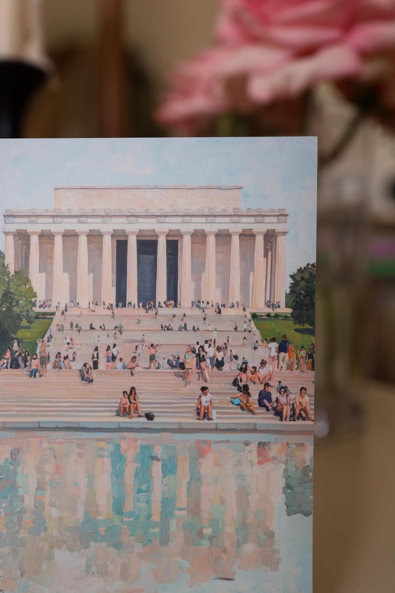Washington DC Postcard, Reflecting on Lincoln, Lincoln Memorial Art, Unique Washington DC Gift And Souvenir, Modern 4x6 Postcard
