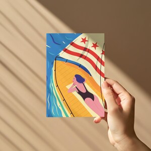 Washington DC Postcard: Sailing on the Potomac, DC Flag Art, 4x6 Travel Card