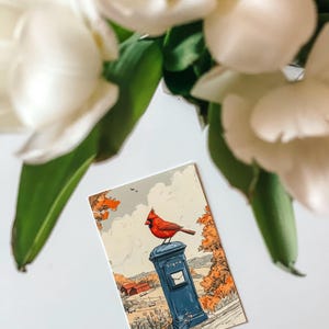 Virginia Cardinal Postcard, Cardinal Delivery, Red Cardinal Bird Art, Virginia State Symbol Souvenir, Elegant 4x6 Cardinal Postcard