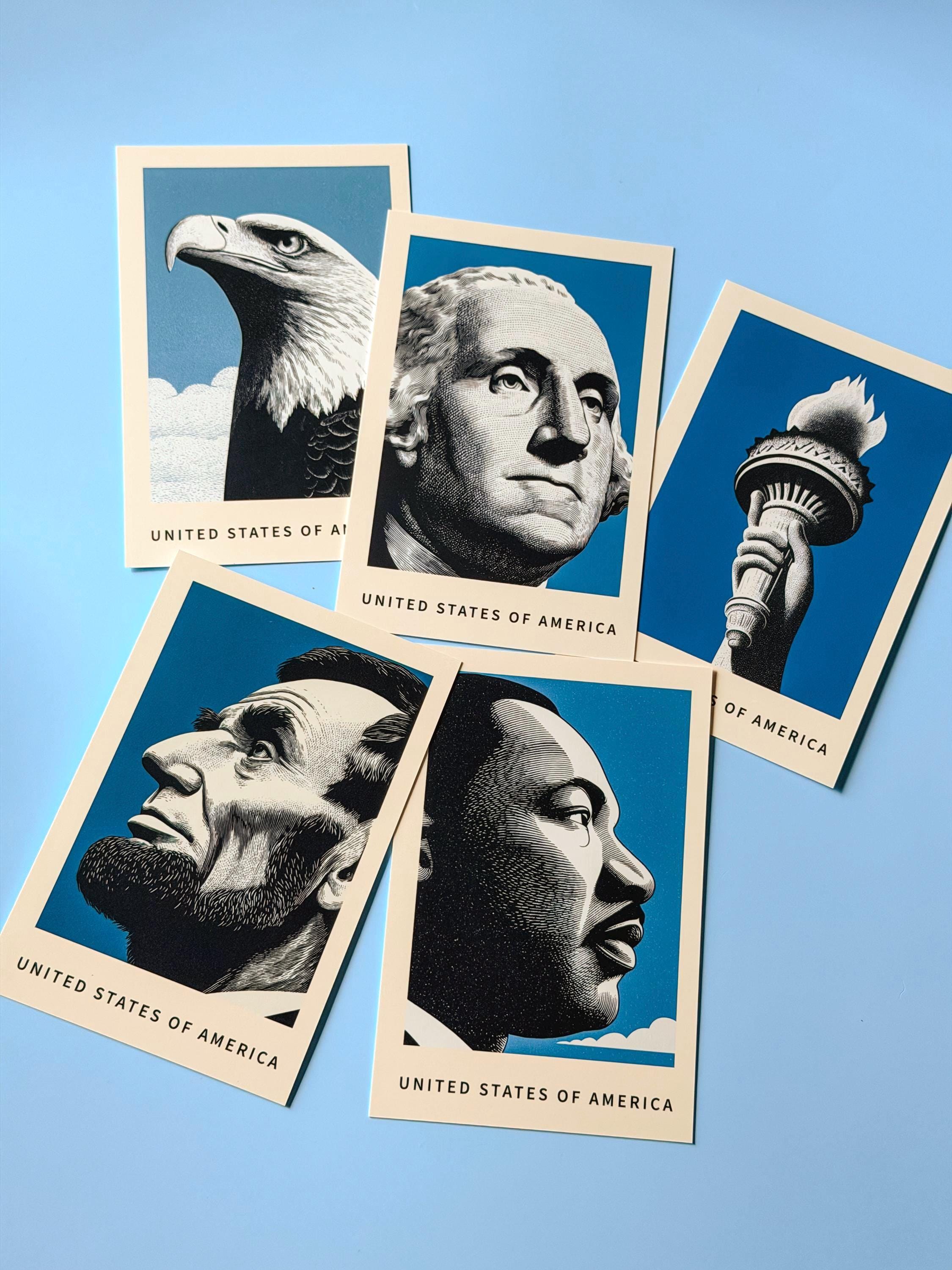 USA 250th Anniversary Postcard Set: American Icons (pack of 5