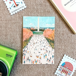 Washington DC Postcard, The National Mall postcard, Washington DC Art, Unique Washington DC Gift And Souvenir, Postcardful present