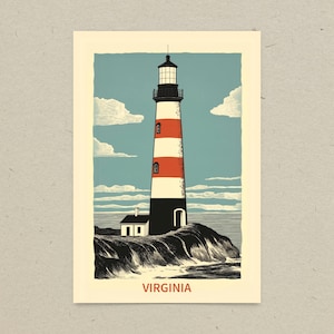 Virginia Postkarte, Leuchtturmansichten, Virginia State Geschenk und Souvenir, 4x6 Grußkarte